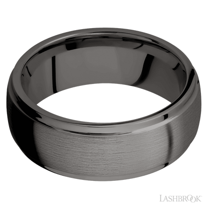 8 mm wide Domed Stepped Down Edges Tantalum Noir band.