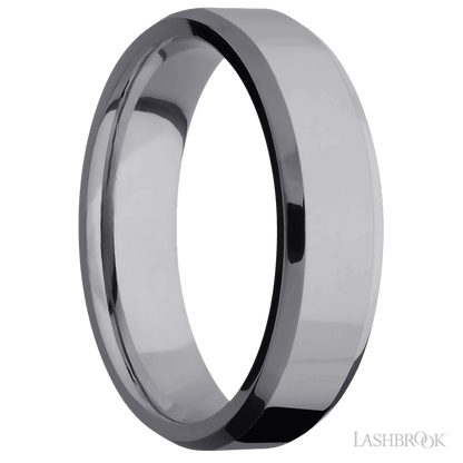 6 mm wide Beveled Tantalum band.