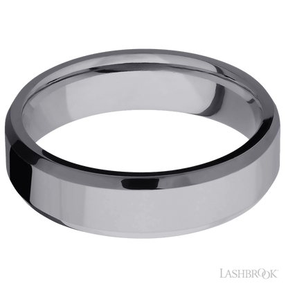 6 mm wide Beveled Tantalum band.
