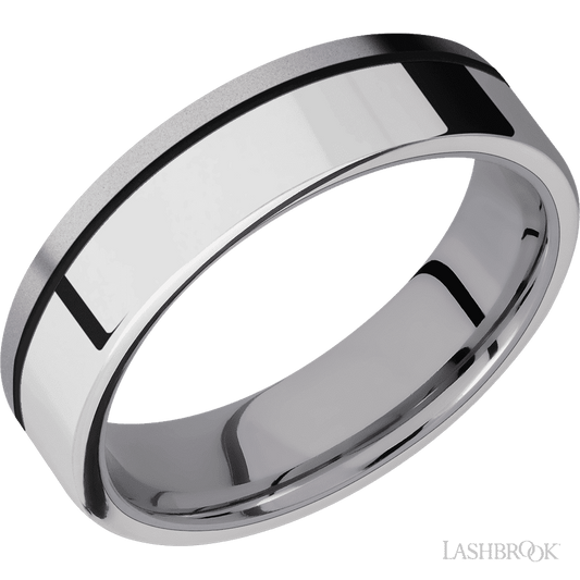 Lashbrook 6mm Flat Tantalum Wedding Band — Palladium Silver Inlay