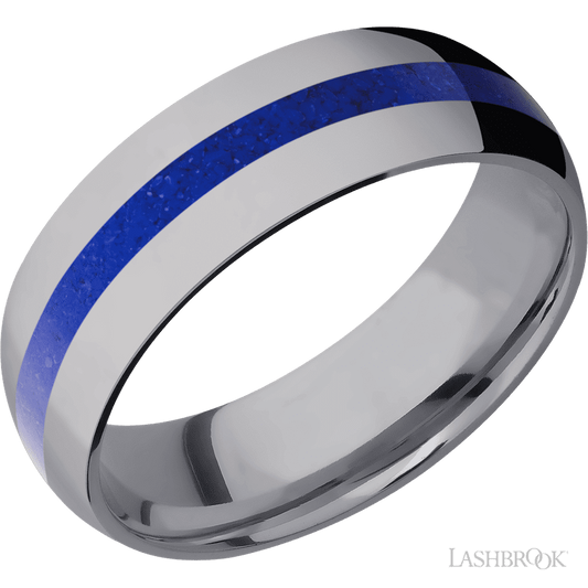 Lashbrook 7mm Domed Tantalum Wedding Band — Lapis Inlay