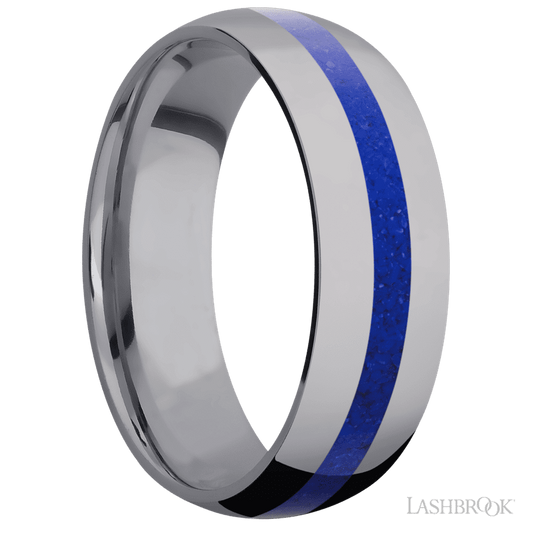 Lashbrook 7mm Domed Tantalum Wedding Band — Lapis Inlay