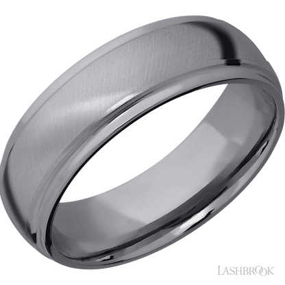 7 mm wide Domed Stepped Down Edges Tantalum band.