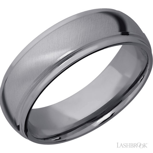 Lashbrook 7mm Domed Stepped Down Edges Tantalum Wedding Band