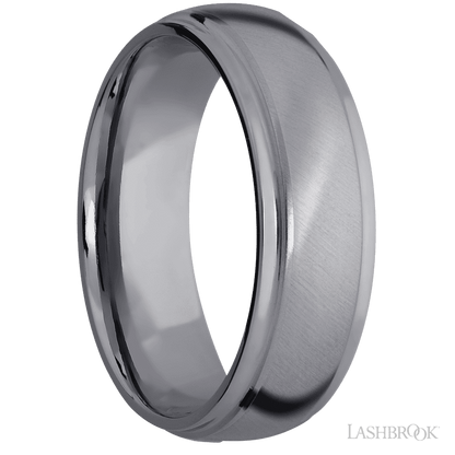 7 mm wide Domed Stepped Down Edges Tantalum band.