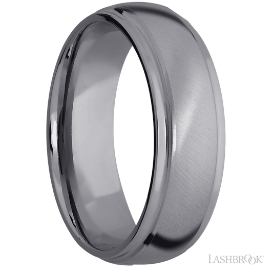 Lashbrook 7mm Domed Stepped Down Edges Tantalum Wedding Band