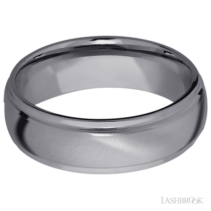 7 mm wide Domed Stepped Down Edges Tantalum band.