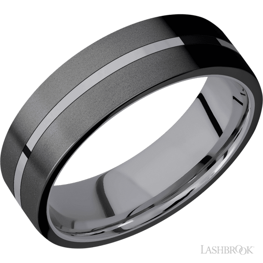 Lashbrook 7mm Flat Tantalum Wedding Band — Zirconium Inlay