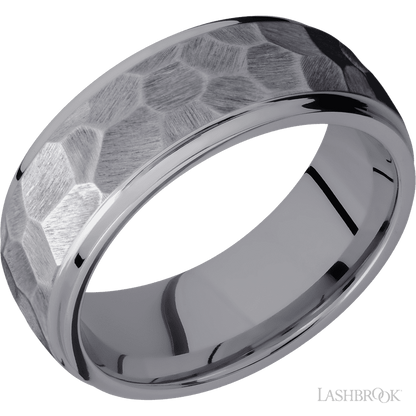 8 mm wide Domed Stepped Down Edges Tantalum band.