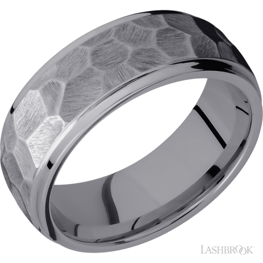 Lashbrook 8mm Domed Stepped Down Edges Tantalum Wedding Band