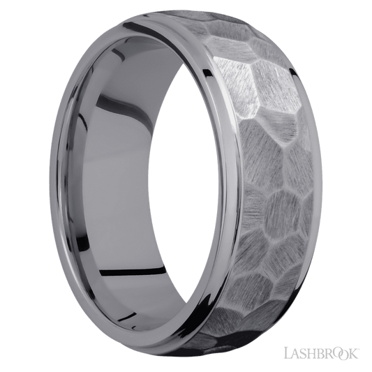 Lashbrook 8mm Domed Stepped Down Edges Tantalum Wedding Band
