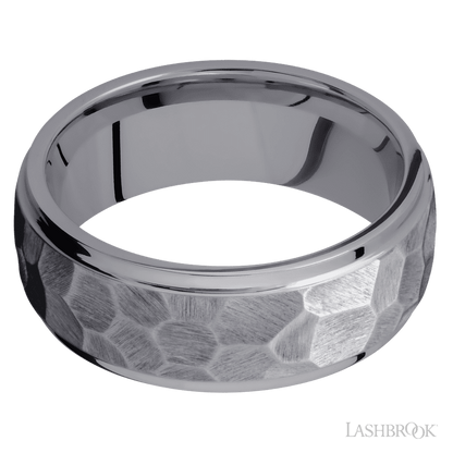 8 mm wide Domed Stepped Down Edges Tantalum band.