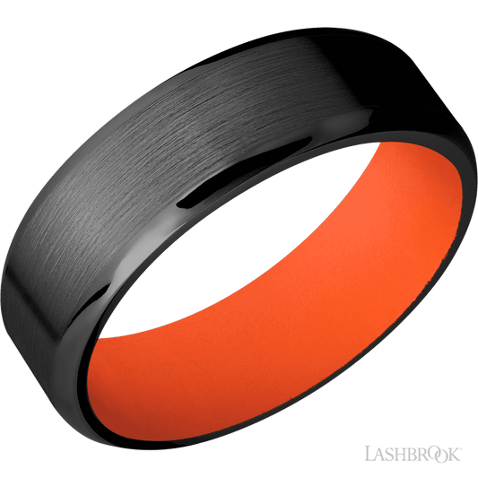 Lashbrook 7mm Beveled Zirconium Wedding Band — Hunter Orange Sleeve