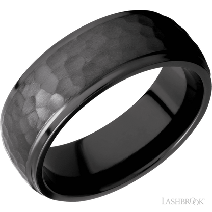 8 mm wide Domed Stepped Down Edges Zirconium band.