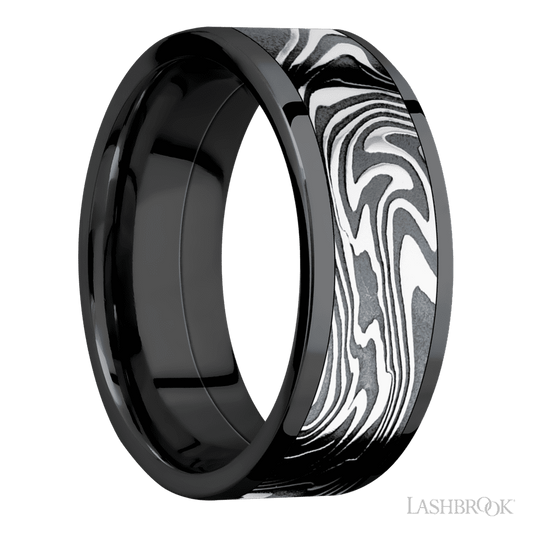 Lashbrook 8mm Flat Zirconium Wedding Band — Kinetic Inlay