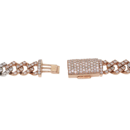 14k Two Tone 13.03ctw Diamond Pave Cuban Chain Necklace