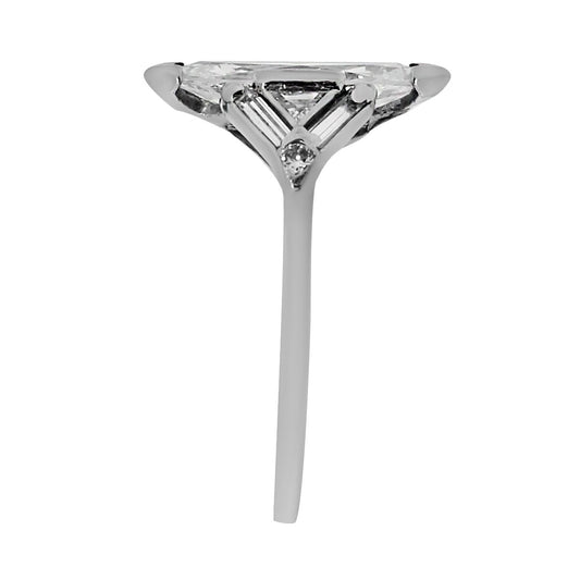 Platinum 2ct Marquise Diamond Art Deco Vintage Ring