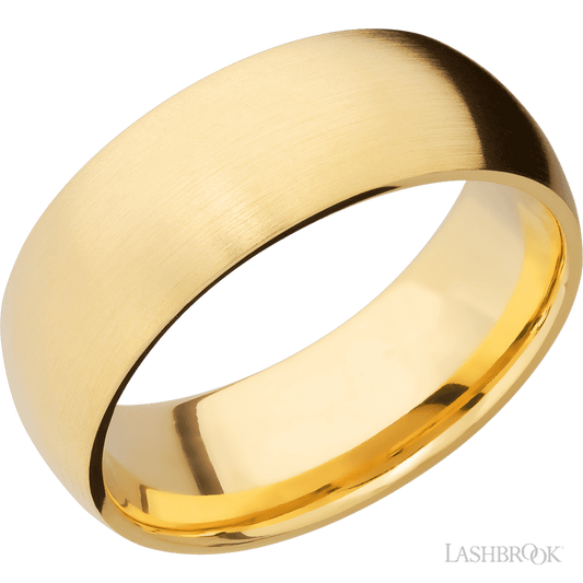 8 mm wide Domed 14K Yellow Gold band.