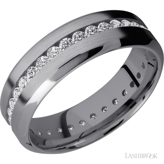 Lashbrook 7mm High Bevel Tantalum Wedding Band — Lab-Grown Diamond Eternity