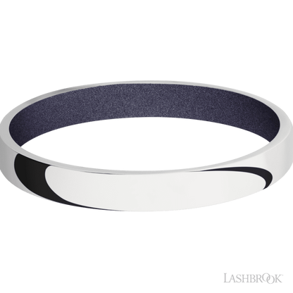 3 mm wide Domed 10K White Gold band featuring a Crushed Orchid sleeve.