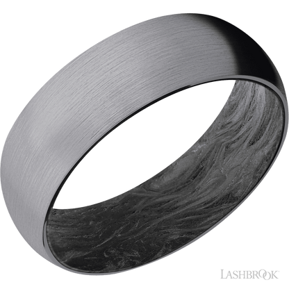 7 mm wide Domed Tantalum band featuring a Forged Carbon Fiber sleeve.