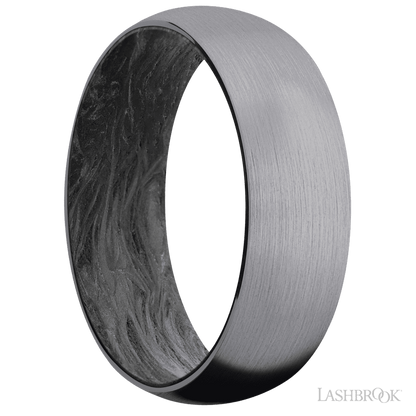7 mm wide Domed Tantalum band featuring a Forged Carbon Fiber sleeve.