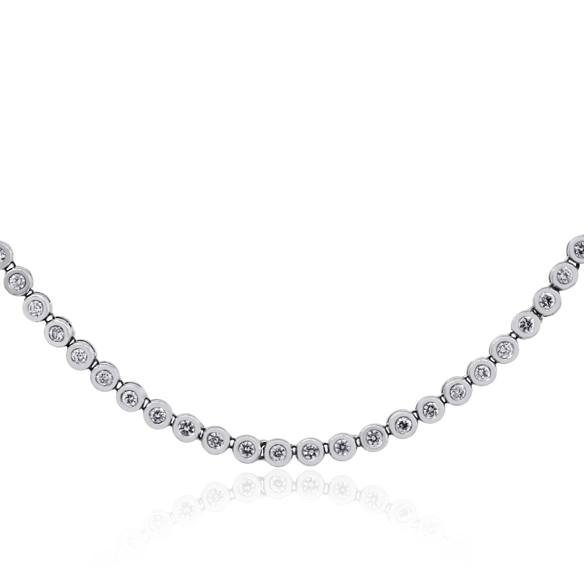 14k White Gold 3.22ctw Bezel Set Diamond Tennis Necklace