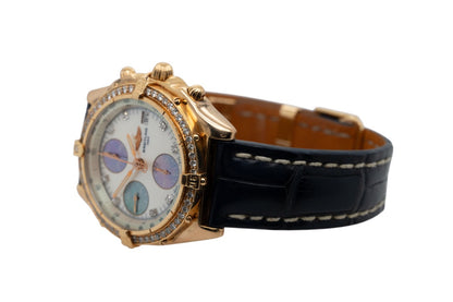 Breitling Chronomat 18k Yellow Gold Mother of Pearl Dial and Diamond Bezel Watch