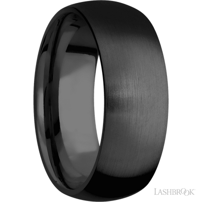 8 mm wide Domed Zirconium band.