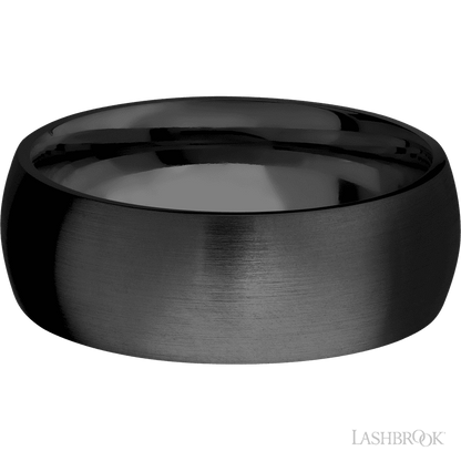 8 mm wide Domed Zirconium band.