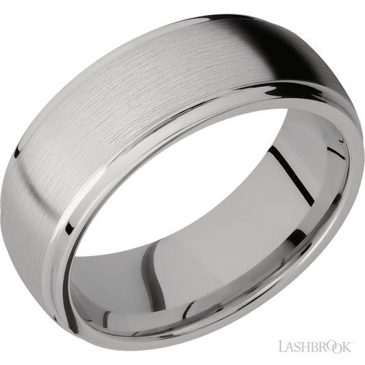 Lashbrook 8mm Domed Stepped Down Edges Titanium Wedding Band