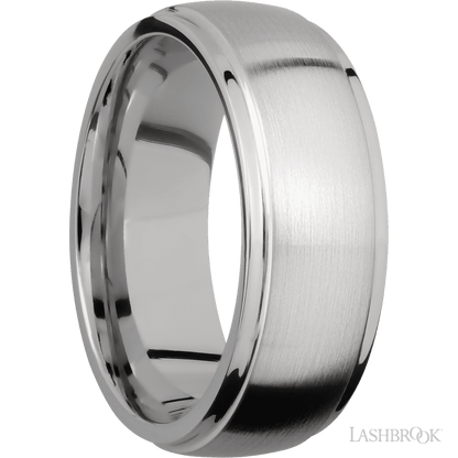8 mm wide Domed Stepped Down Edges Titanium band.