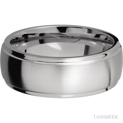 8 mm wide Domed Stepped Down Edges Titanium band.