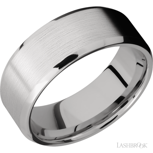 Lashbrook 8mm Beveled Cobalt Chrome Wedding Band