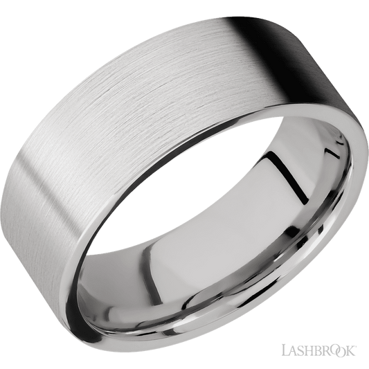 Lashbrook 8mm Flat Cobalt Chrome Wedding Band — Satin Finish