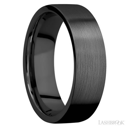 Lashbrook 7mm Flat Zirconium Wedding Band