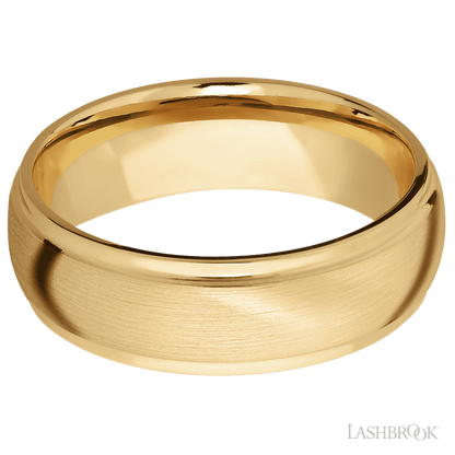 7 mm wide Domed Stepped Down Edges 10K Yellow Gold band.