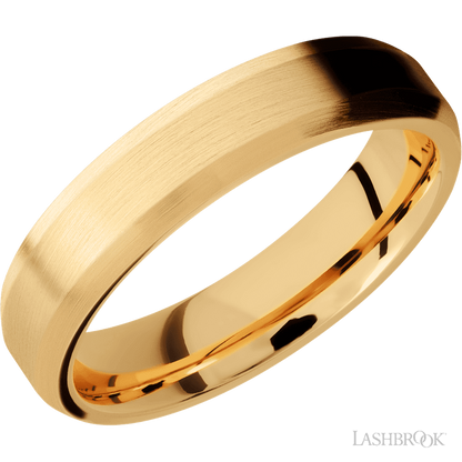 5 mm wide Beveled 14K Yellow Gold band.