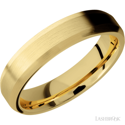 5 mm wide Beveled 14K Yellow Gold band.