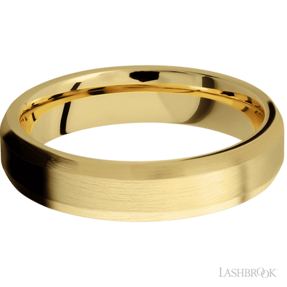 5 mm wide Beveled 14K Yellow Gold band.