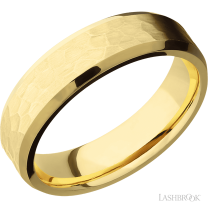 6 mm wide Beveled 14K Yellow Gold band.