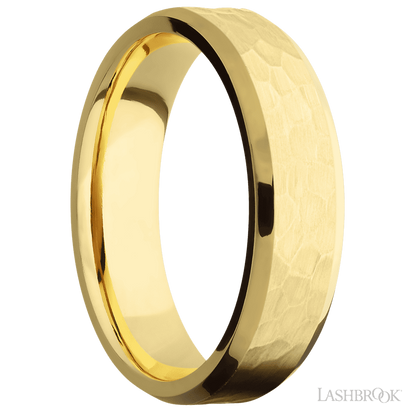 6 mm wide Beveled 14K Yellow Gold band.