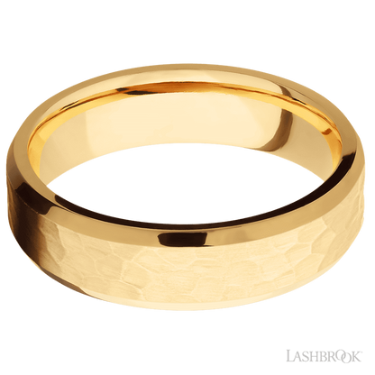 6 mm wide Beveled 14K Yellow Gold band.