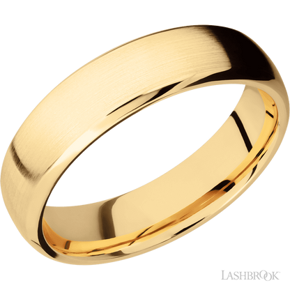 6 mm wide Domed Bevel 14K Yellow Gold band.
