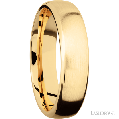 6 mm wide Domed Bevel 14K Yellow Gold band.