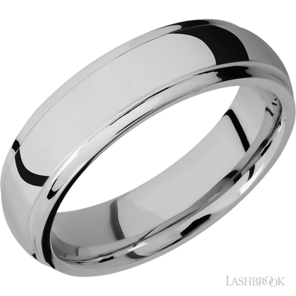 6 mm wide Domed Stepped Down Edges Titanium band.