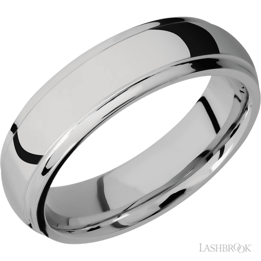Lashbrook 6mm Domed Stepped Down Edges Titanium Wedding Band
