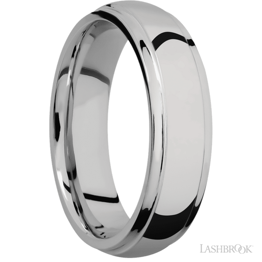 Lashbrook 6mm Domed Stepped Down Edges Titanium Wedding Band