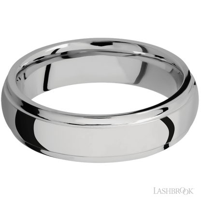 6 mm wide Domed Stepped Down Edges Titanium band.