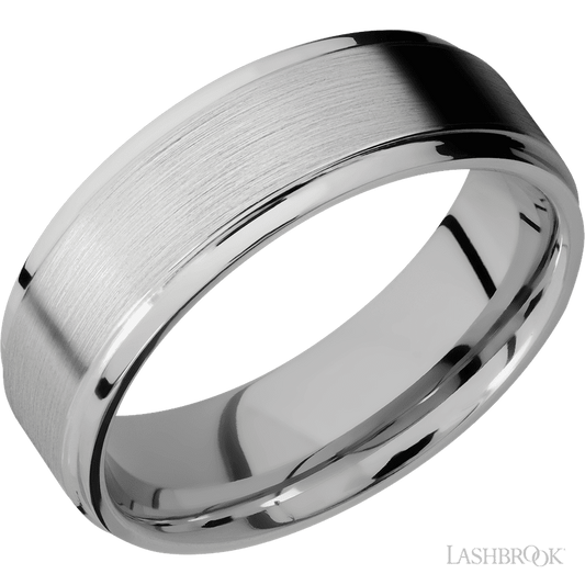 Lashbrook 7mm Flat Grooved Edges Titanium Wedding Band